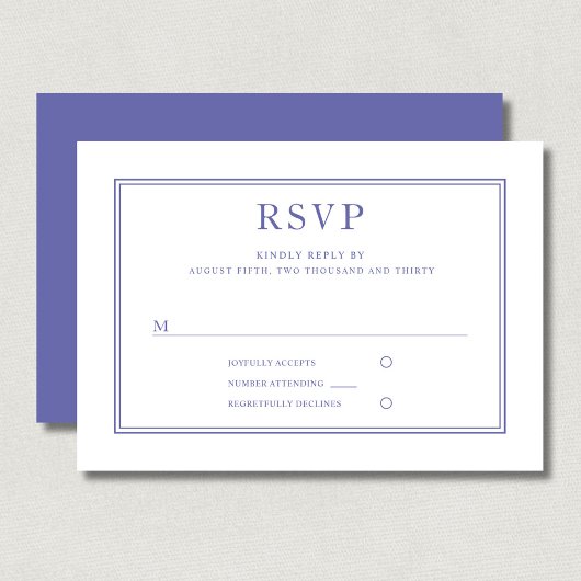 Klassische Lila Hochzeit RSVP Karte