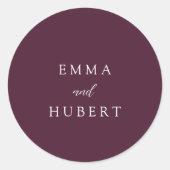Klassische Lila Hochzeit Runder Aufkleber (Vorderseite)
