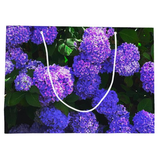 Klassische Lila Hydrangea-Geschenktasche Große Geschenktüte (Rückseite)