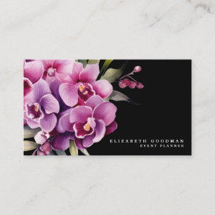Klassische lila Orchideen schwarze Visitenkarten Visitenkarte
