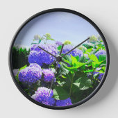 Klassische Lila realistische Hydrangea-Wall-Uhr Uhr (Vorderseite)