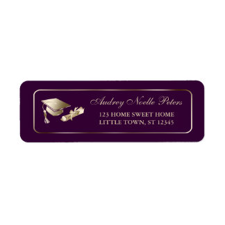 Klassische Lila- und Gold Graduate Address Labels