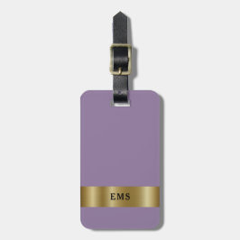 Klassische Lila- und Gold-Monogramm-Gepäckmarke Gepäckanhänger