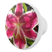 Klassische Lilie mit tropisch rosa Blume Keramikknauf (Rechts)