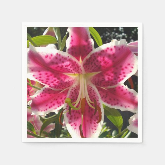 Klassische Lilie mit tropisch rosa Blume Serviette (Vorderseite)