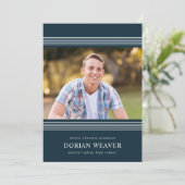 Klassische Linien | Dunkel | Foto Graduation Party Einladung (Stehend Vorderseite)