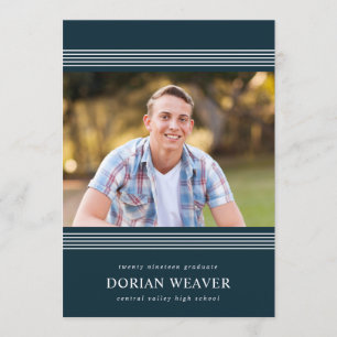 Klassische Linien Dunkel Foto Graduation Party Einladung