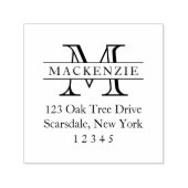 Klassische Linien Monogramm Name Rücksendeadresse Permastempel (Design)