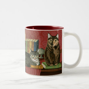 Klassische literarische Katzen Poe Dickens Stoker Zweifarbige Tasse