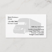 Klassische LKW-Transporte Visitenkarte (Rückseite)