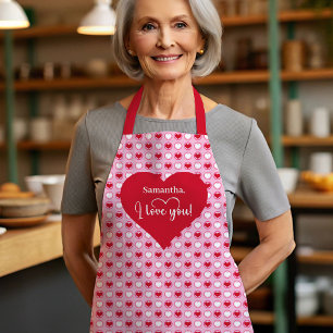 Klassische Love Hearts Personalisierte Valentinsta Schürze
