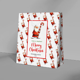 Klassische lustige Weihnachtsmann-Geschenktüte rot Mittlere Geschenktüte