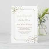 Klassische Luxus Gold Elements & Frame Wedding Einladung (Stehend Vorderseite)