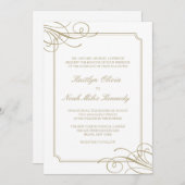 Klassische Luxus Gold Elements & Frame Wedding Einladung (Vorne/Hinten)