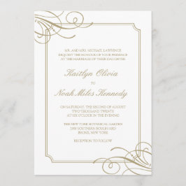 Klassische Luxus Gold Elements & Frame Wedding Einladung