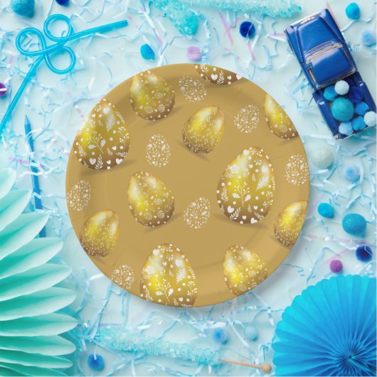 Klassische Luxus Gold Ostereier Pappteller (Party)