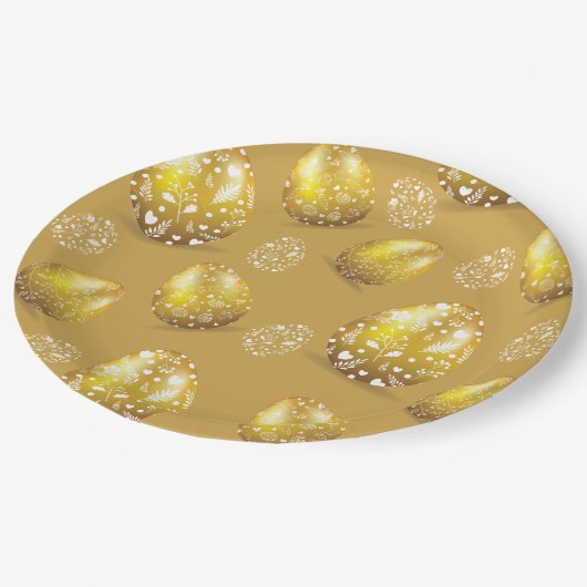 Klassische Luxus Gold Ostereier Pappteller (Schrägansicht)