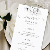 Klassische Magnolia Schwarz-weiße florale Moderne Menükarte