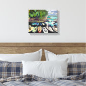 Klassische Malerei, Landschaft mit Booten am Meer Leinwanddruck (Insitu (Schlafzimmer))