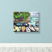 Klassische Malerei, Landschaft mit Booten am Meer Leinwanddruck (Insitu (Holzboden))