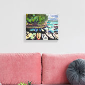 Klassische Malerei, Landschaft mit Booten am Meer Leinwanddruck (Insitu (Wohnzimmer))