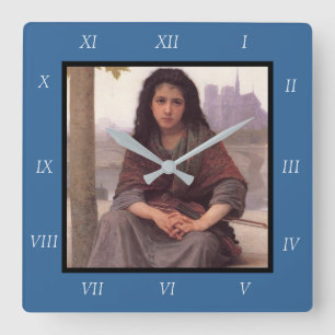 Klassische Malerei von Bouguereau: Das Bohemische  Quadratische Wanduhr