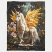 Klassische Malerei weißer Pegasus mit goldenen Flü Fleecedecke (Vorderseite)