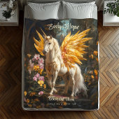 Klassische Malerei weißer Pegasus mit goldenen Flü Fleecedecke