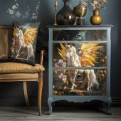 Klassische Malerei weißer Pegasus mit goldenen Flü Lendenkissen