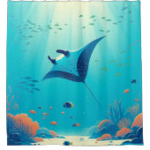 Klassische, Mantarochen-Küstenkunst Duschvorhang (Vorderseite)