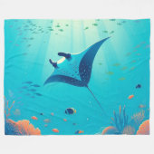 Klassische, Mantarochen-Küstenkunst Fleecedecke (Vorderseite (Horizontal))