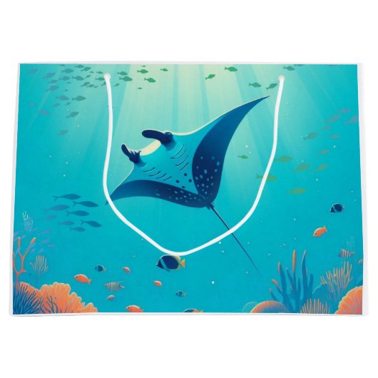 Klassische, Mantarochen-Küstenkunst Große Geschenktüte (Vorderseite)
