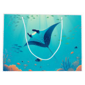 Klassische, Mantarochen-Küstenkunst Große Geschenktüte (Rückseite)