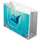 Klassische, Mantarochen-Küstenkunst Große Geschenktüte (Vorderseite Schrägansicht)
