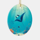 Klassische, Mantarochen-Küstenkunst Keramik Ornament (Rechts)