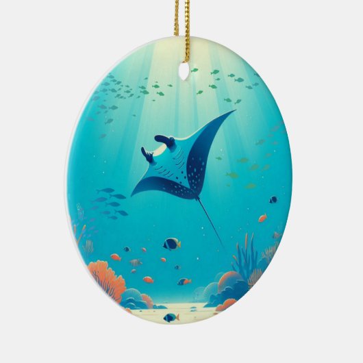 Klassische, Mantarochen-Küstenkunst Keramik Ornament (Rechts)