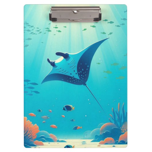 Klassische, Mantarochen-Küstenkunst Klemmbrett (Vorderseite)