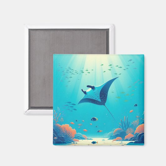 Klassische, Mantarochen-Küstenkunst Magnet (Vorderseite/Rückseite)