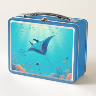 Klassische, Mantarochen-Küstenkunst Metall Brotdose