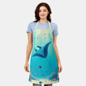 Klassische, Mantarochen-Küstenkunst Schürze (Getragen)