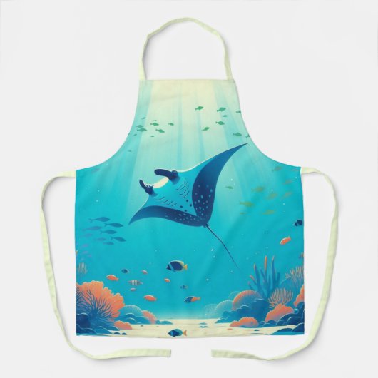 Klassische, Mantarochen-Küstenkunst Schürze (Vorderseite)
