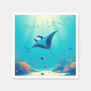 Klassische, Mantarochen-Küstenkunst Serviette