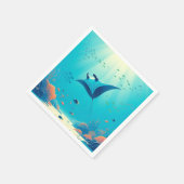 Klassische, Mantarochen-Küstenkunst Serviette (Ecke)