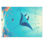 Klassische, Mantarochen-Küstenkunst Tischdecke (Vorderseite (Horizontal))
