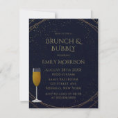 Klassische Marine und Gold Brunch und Bubbly Einladung (Vorderseite)