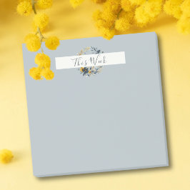 Klassische Marine und Gold Floral Wreath Blue Post-it Klebezettel