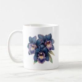 Klassische marineblaue und lila Orchideenkaffee-Ta Kaffeetasse