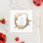 klassische Marinebolde Goldmotif-Monogramm-Hochzei Serviette (Beispiel)