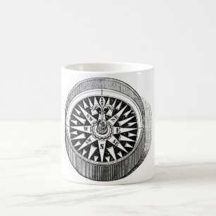 Klassische Marineradierung - Kompass Kaffeetasse