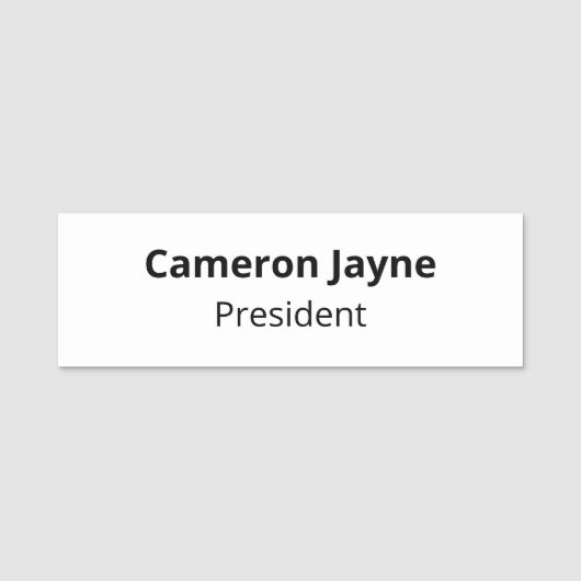 Klassische Markierung mit weißem Namen ohne Logo, Namensschild (Vorderseite)